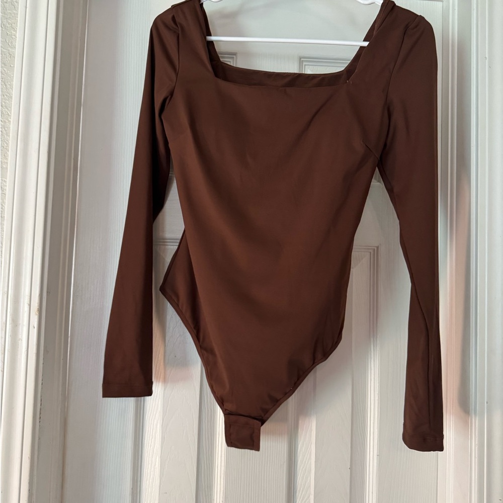 Popilush size Medium Brown Long Sleeve Bodysuit (size up built in shape wear)